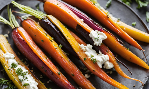 Honey-Roasted Rainbow Carrots with Goat Cheese