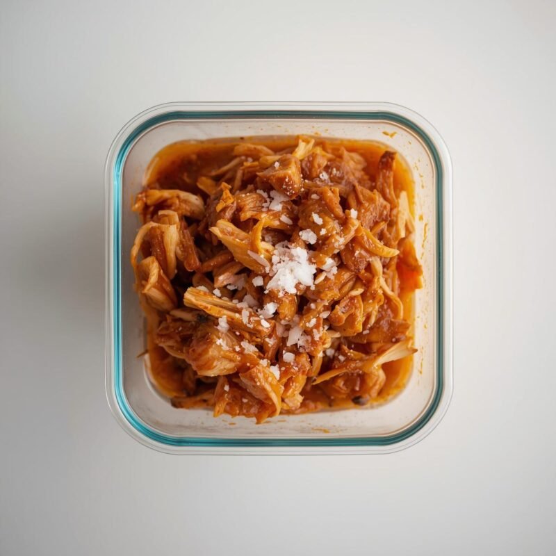 Jackfruit (canned, young)
Smoked paprika
Liquid smoke
Tamari or soy sauce
Garlic
Onion
Coconut oil
Hawaiian sea salt