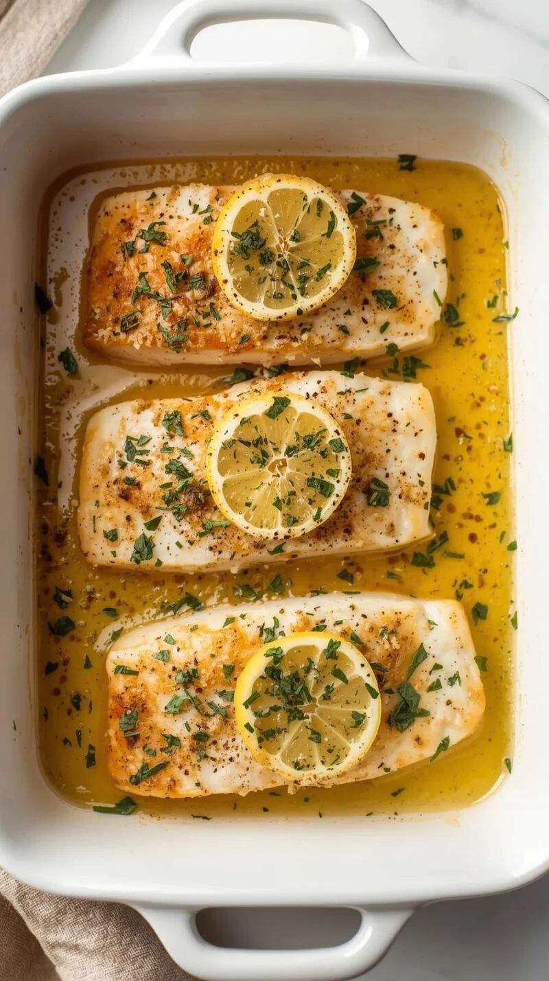 Buttery Lemon Garlic Baked Cod