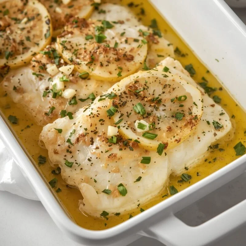 Buttery Lemon Garlic Baked Cod