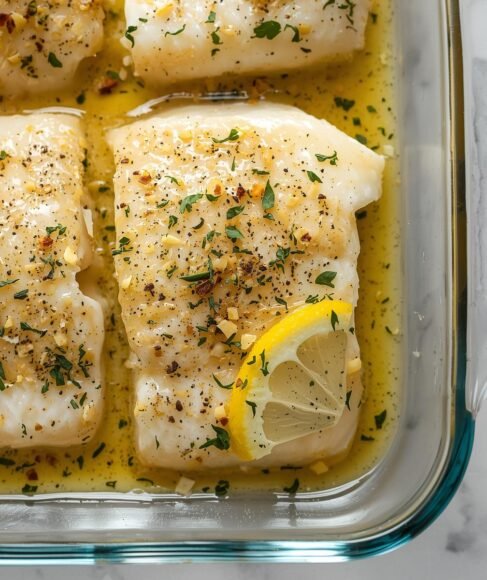 Buttery Lemon Garlic Baked Cod
