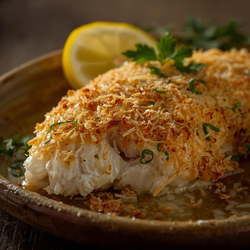Coconut Crusted Baked Snapper