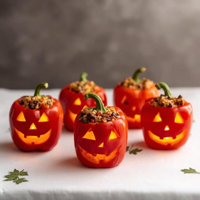 Jack-O’-Lantern Stuffed Peppers