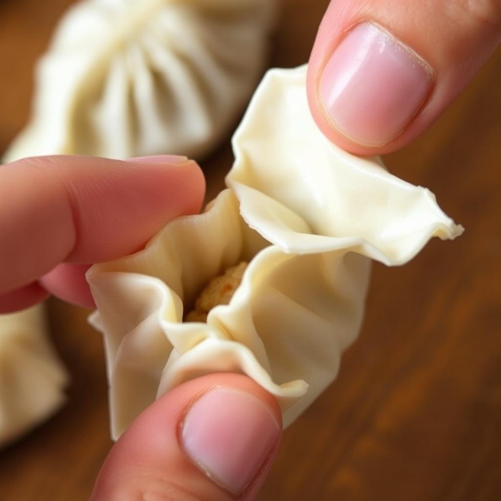 Step 3: Pleating dumplings Step 3: Pleating dumplings