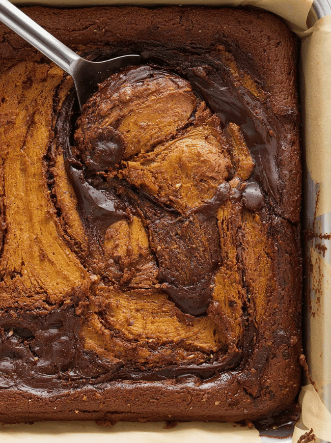 Pumpkin Brownies With Chocolate Swirl